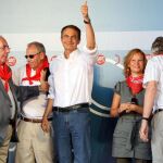 Zapatero, Pajín y Guerra, juntos en Rodiezmo en 2009. Eran otros tiempos