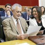 Griñán y Moreno, ayer, momentos antes de las votaciones