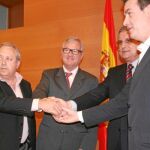 Jiménez, Valcárcel, Del Toro y Bueno, en uno de los muchos proyectos en los que han trabajado conjuntamente. En la imagen, la presentación del «Pacto por la promoción del empleo en la Región»