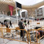 Sólo durante una tarde estuvo la plaza libre de herramientas