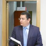 El secretario general del PP-A, Antonio Sanz, ayer en la sede regional de la formación