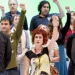 Miembros de la coalición, ayer, durante el mitin de San Sebastián