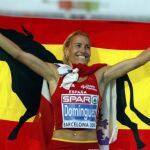 Marta Domínguez, después de proclamarse subcampeona europea en Barcelona 2010