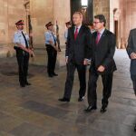 Artur Mas hizo de anfitrión de Valcárcel y Fabra, a quienes propuso volver a verse, tras exhibir buena sintonía