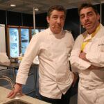 Los hermanos Roca, de El Celler de Can Roca, restaurante con tres estrellas Michelin, ayer antes de su ponencia
