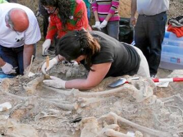 Trabajos en una fosa de la Guerra Civil