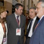 Susana Díaz, Juan Espadas, José Blanco y José Antonio Griñán, en el congreso de los socialistas