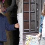 La Infanta Sofía lució un conjunto de rebeca y pantalón en azul marino. La Infanta Leonor vistió camiseta blanca con vivos y pantalón verde