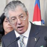 Umberto Bossi, líder de la Liga Norte, en un acto político