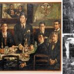 A la derecha, una imagen tomada con rayos X de los pigmentos originales. Izquierda, el cuadro tras la restauración