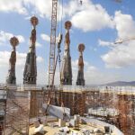 Vista del estado actual de las obras en la sala del crucero de la basílica de la Sagrada Familia, edificio que podrán estar concluido en quince años