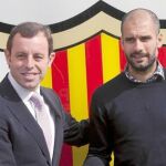 Pep Guardiola se fotografió con Rosell tras renovar