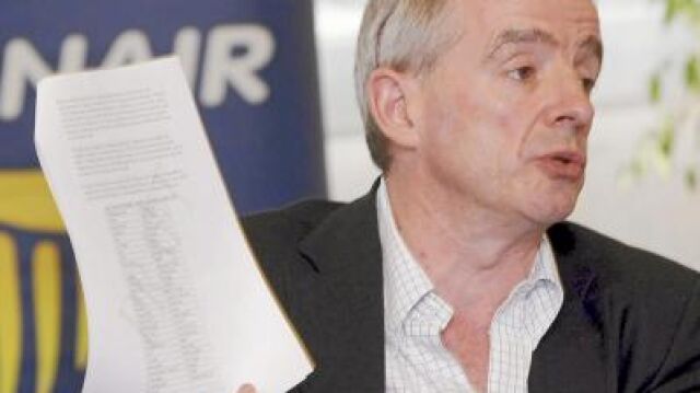 El presidente de Ryanair, Michael O'Leary, durante la rueda de prensa