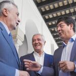 Griñán, Arenas y Valderas, en un reciente acto en el Parlamento de Andalucía, pugnarán, previsiblemente, por la presidencia de la Junta de Andalucía