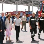 Francisco Jódar, Ramón Luis Valcárcel y Carmé Chacón, durante su visita ayer a Bétera