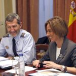 La ministra de Defensa, Carme Chacón, y el Jefe de Estado Mayor de la Defensa, general José Julio Rodríguez