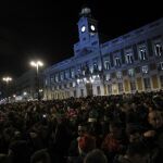 Una imagen de archivo en las tradicionales campanadas que se celebran en la Puerta del Sol