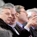 José Blanco, José Antonio Griñán, Lissavetzky y Pedro Castro, durante la convención del PSOE