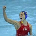La española Roser Tarrago Aymerich celebra tras marcar un gol