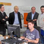 González, García, García-Legaz y Sánchez, junto a dos miembros del Centro Europeo de Empresas e Innovación