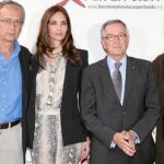 Bonaventura Clotet, Eugenia Silva, Xavier Trias y Miguel Bosé, ayer en la presentación de la campaña
