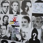 Cartel con fotografías de víctimas del bando republicano en la Guerra Civil