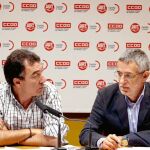 Ángel Hernández (CCOO) y Agustín Prieto (UGT) presentan la protesta