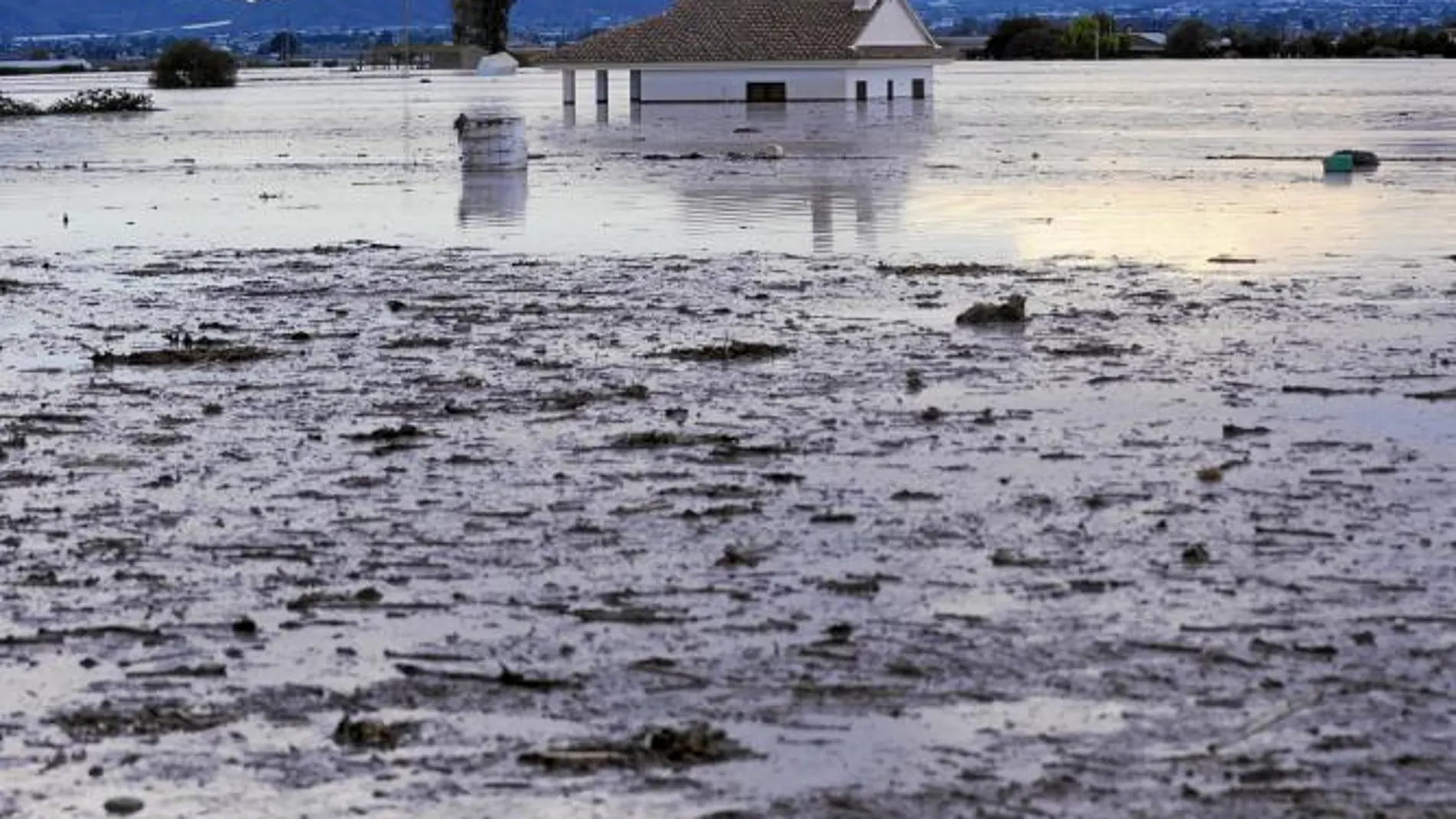 El agua y el lodo inundaron la mayoría de las casas rurales del Valle del Guadalentín