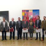 El concejal de Cultura del Ayuntamiento de Murcia, Rafael Gómez (segundo por la izquierda), durante la entrega de premios