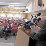 El presidente de la AUME, Jorge Bravo, ayer en el I Congreso de militares