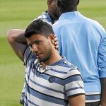 Agüero, ayer en el césped del Bernabéu
