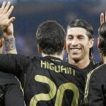 HIGUAÍN celebra uno de los tres goles que le marcó al Espanyol. El argentino aprovechó muy bien su titularidad