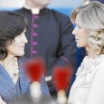 González-Sinde y Garmendia, ayer en el desfile del Día del Pilar