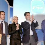 Juan Vicente Herrera y José María Aznar, con los candidatos Celinda Sánchez, Marta Domínguez e Ignacio Cosidó
