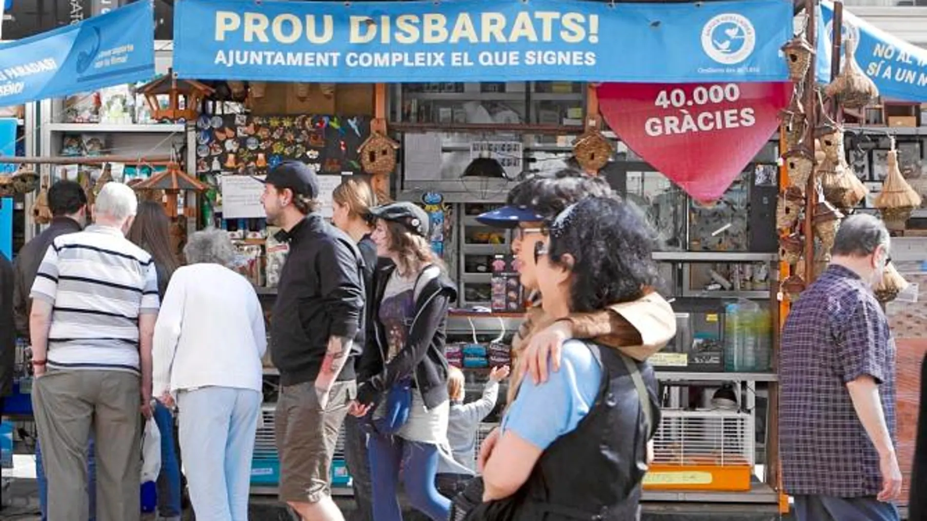 El conflicto entre los pajareros de La Rambla y el Ayuntamiento de Barcelona sigue vivo. Las nuevas paradas no gustan y crean fricciones