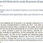 En la página web de Lokarri se incluye un texto con las recomendaciones para el «proceso de paz»