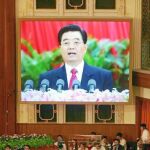 Imagen del presidente Hu Jintao durante el XVII Congreso del Partido Comunista en el año 2007