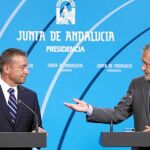 El presidente canario, Paulino Rivero, y el andaluz Griñán, ayer en San Telmo