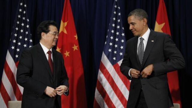 Barack Obama y el presidente chino, Hu Jintao