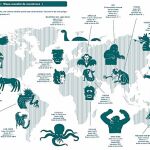 Mapa con monstruos que pueden acabar con el mundo.