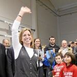 Carme Chacón durante el mitin celebrado ayer en Deltebre