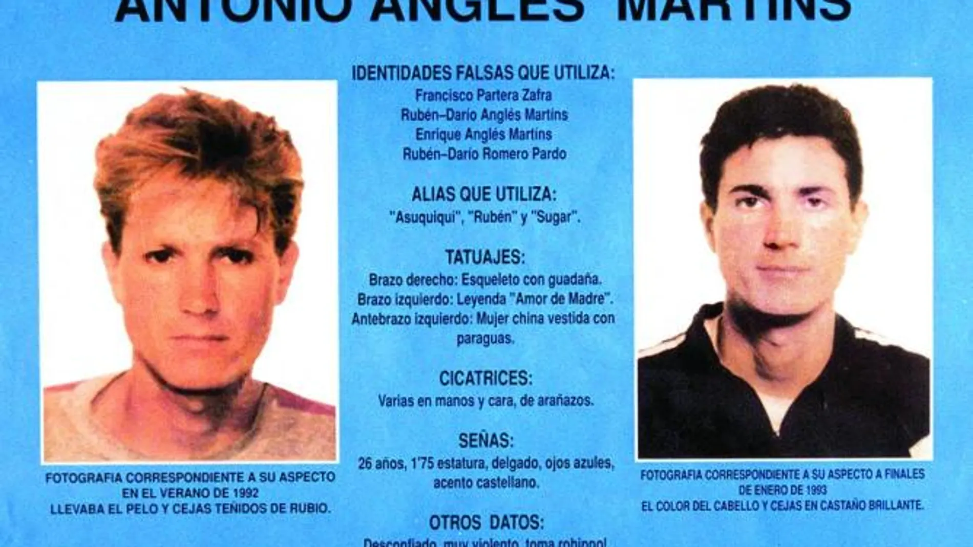 Una ficha de identificación de Antonio Anglés