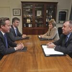 Cameron y Salmond en la llamada casa de St. Andrews, sede del Gobierno autónomo escocés
