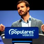 Pablo Casado durante su intervención en la Convención del PP vasco/ EFE