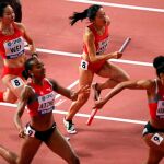 Prueba de 4x100 relevos en categoría femenina de los Mundiales de Doha 2019
