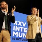 El presidente nacional del PP, Pablo Casado, y el presidente del PP en Castilla y León, Alfonso Fernández Mañueco