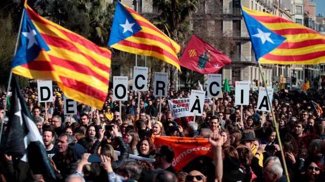 Huelga general convocada en el marco de las protestas contra el juicio del “procés” en febrero.