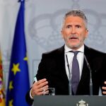 El ministro del Interior, Fernando Grande Marlaska, durante la rueda de prensa posterior a la reunión del gabinete de crisis / Foto: EFE-Chema Moya