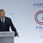 El ministro de Finanzas francés, Bruno LeMaire, en la rueda de prensa que ha ofrecido hoy