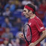 Federer celebra un punto